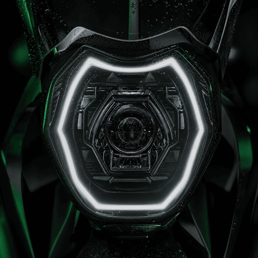 Ponce Racing — detalle faro de motocicleta